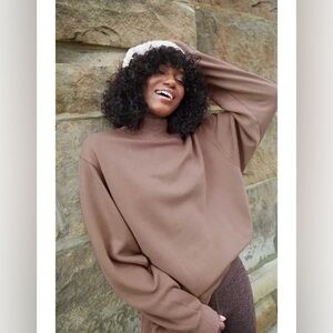 Aerie Sweat Everyday Cozy Mockneck Sweatshirt - Large - Brown